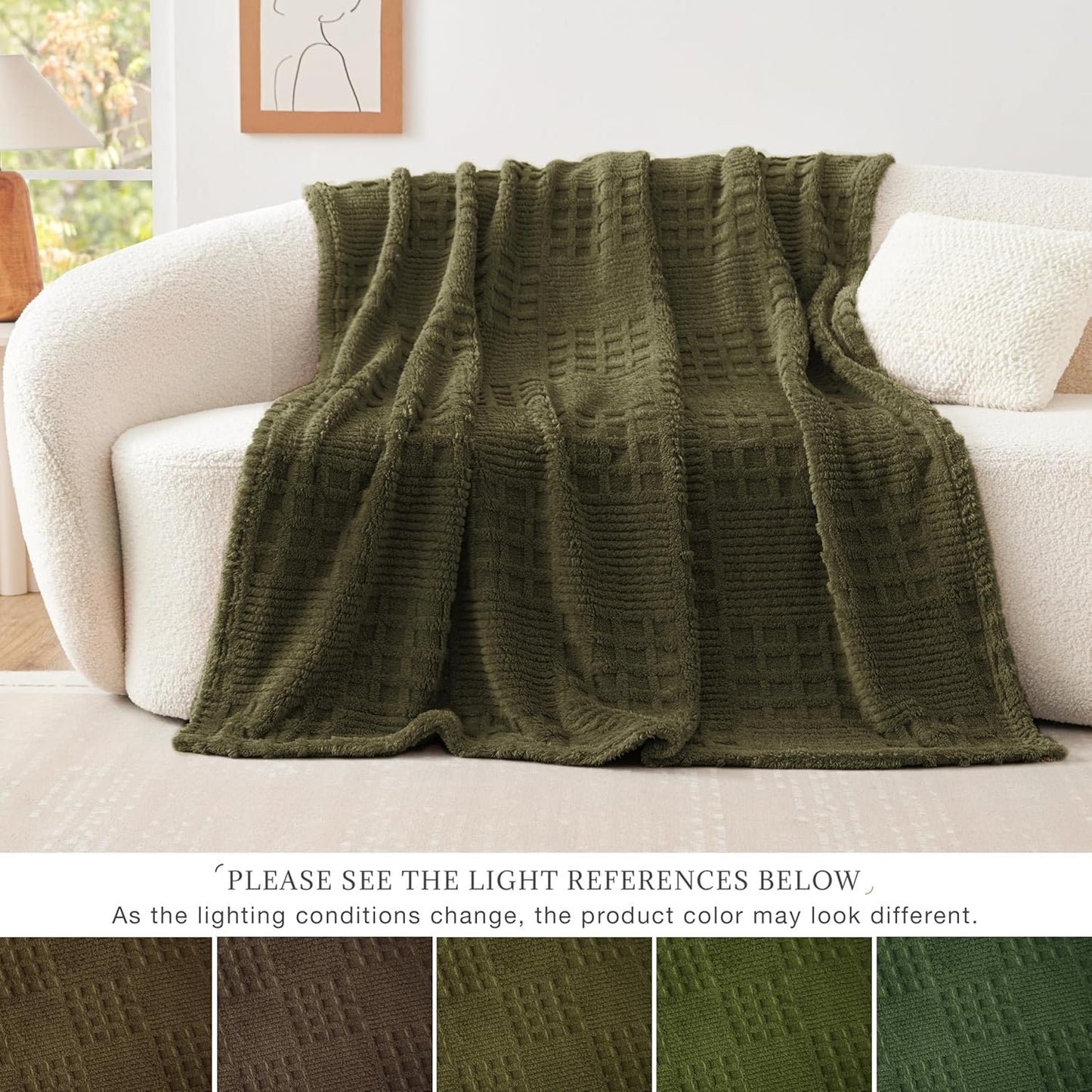 EXQ Home Fleece Throw Blanket for Couch or Bed - 3D Imitation Turtle Shell Jacquard Decorative Blankets - Cozy Soft Lightweight Fuzzy Flannel Blanket Suitable for All Seasons(50"×60",Beige)