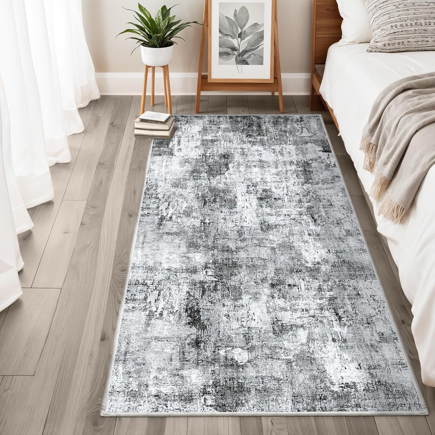 2x3 Washable Non-Slip Area Rug - Soft Low Pile Throw Rug for Kitchen Entryway Bedroom - Modern Indoor Door Mat with Rubber Backing (Beige Grey) - Colors B