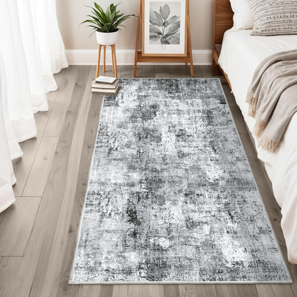 2x3 Washable Non-Slip Area Rug - Soft Low Pile Throw Rug for Kitchen Entryway Bedroom - Modern Indoor Door Mat with Rubber Backing (Beige Grey) - Colors B