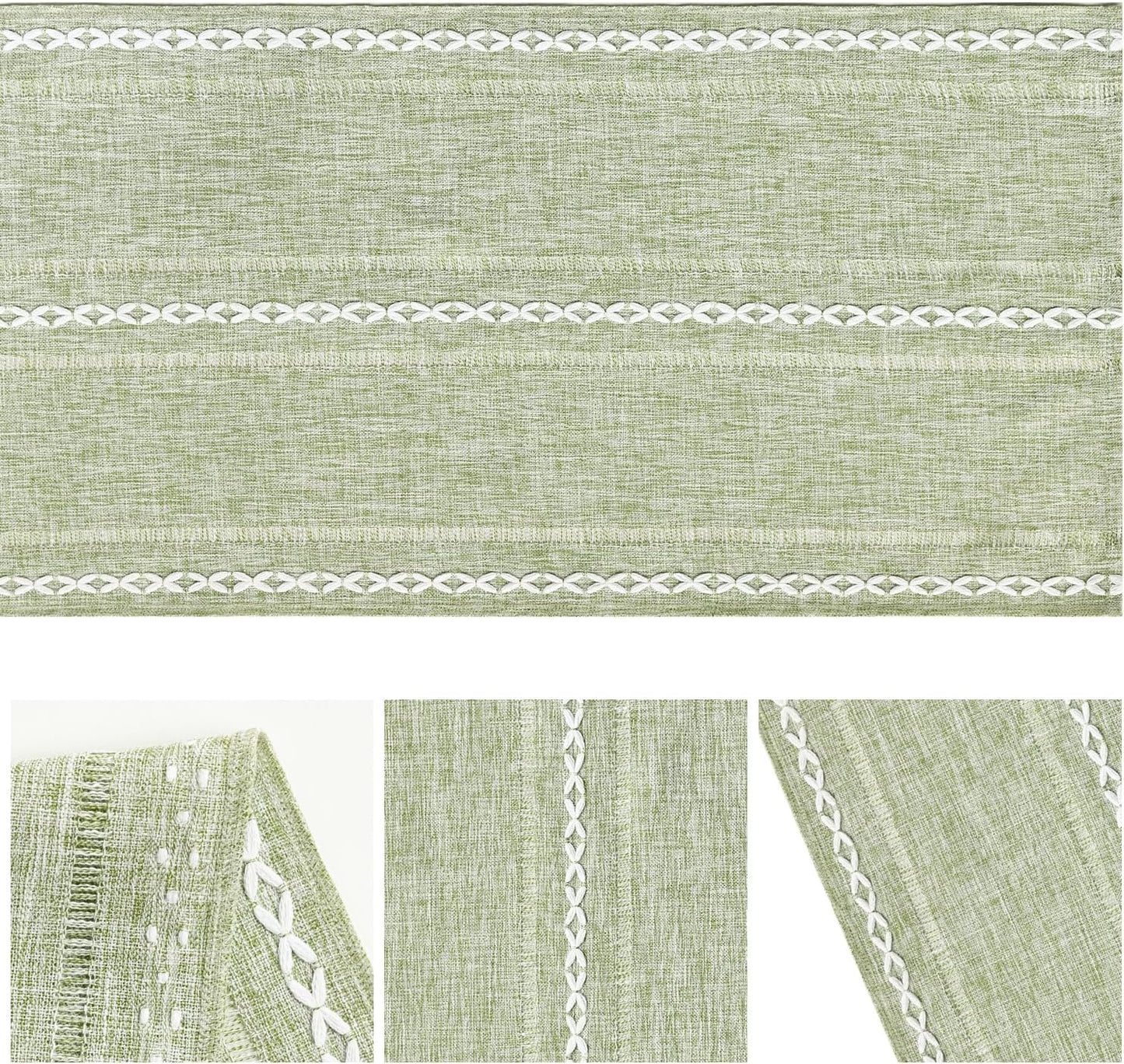 Artoid Mode Beige Rustic Cotton Linen Table Runner, Seasonal Embroidered Hollow Kitchen Dining Table Decoration for Home Party Decor 13x72 Inch