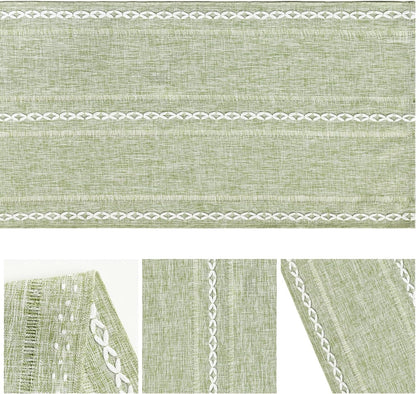 Artoid Mode Beige Rustic Cotton Linen Table Runner, Seasonal Embroidered Hollow Kitchen Dining Table Decoration for Home Party Decor 13x72 Inch