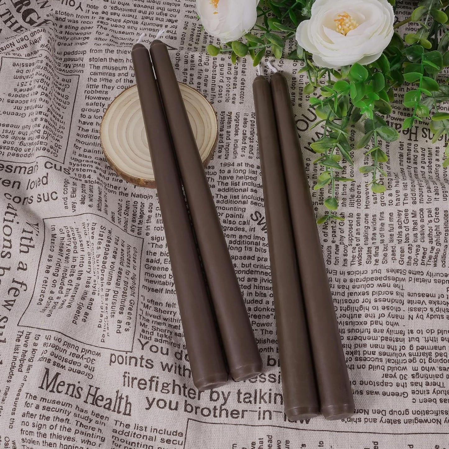 Viyffo Taper Candles, 10 Inch, 4 Pack, Olive Glow – Unscented, Dripless & Smokeless Design, Up to 8 Hour Burn – Long Tall Taper Candlesticks for Wedding, Dinner & Home Decor