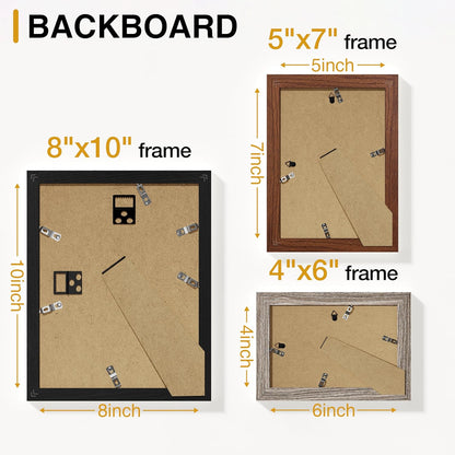 Vittanly 15 Pack Picture Frames Collage Wall Decor for Mounting or Tabletop Display, Gallery Frame Set for Family, Multi Sizes Including 3pcs 8x10, 6pcs 5x7, 6pcs 4x6, Black