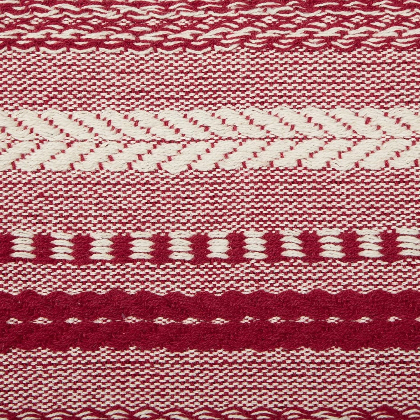 DII Farmhouse Braided Stripe Table Runner Collection, 15x72 (15x77, Fringe Included), Black