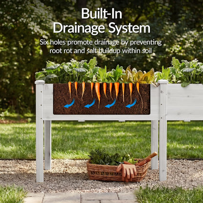 Best Choice Products 72x24x30in Raised Garden Bed, Elevated Wood Planter Box Stand for Backyard, Patio, Balcony w/Divider Panel, 6 Legs, 300lb Capacity - Natural