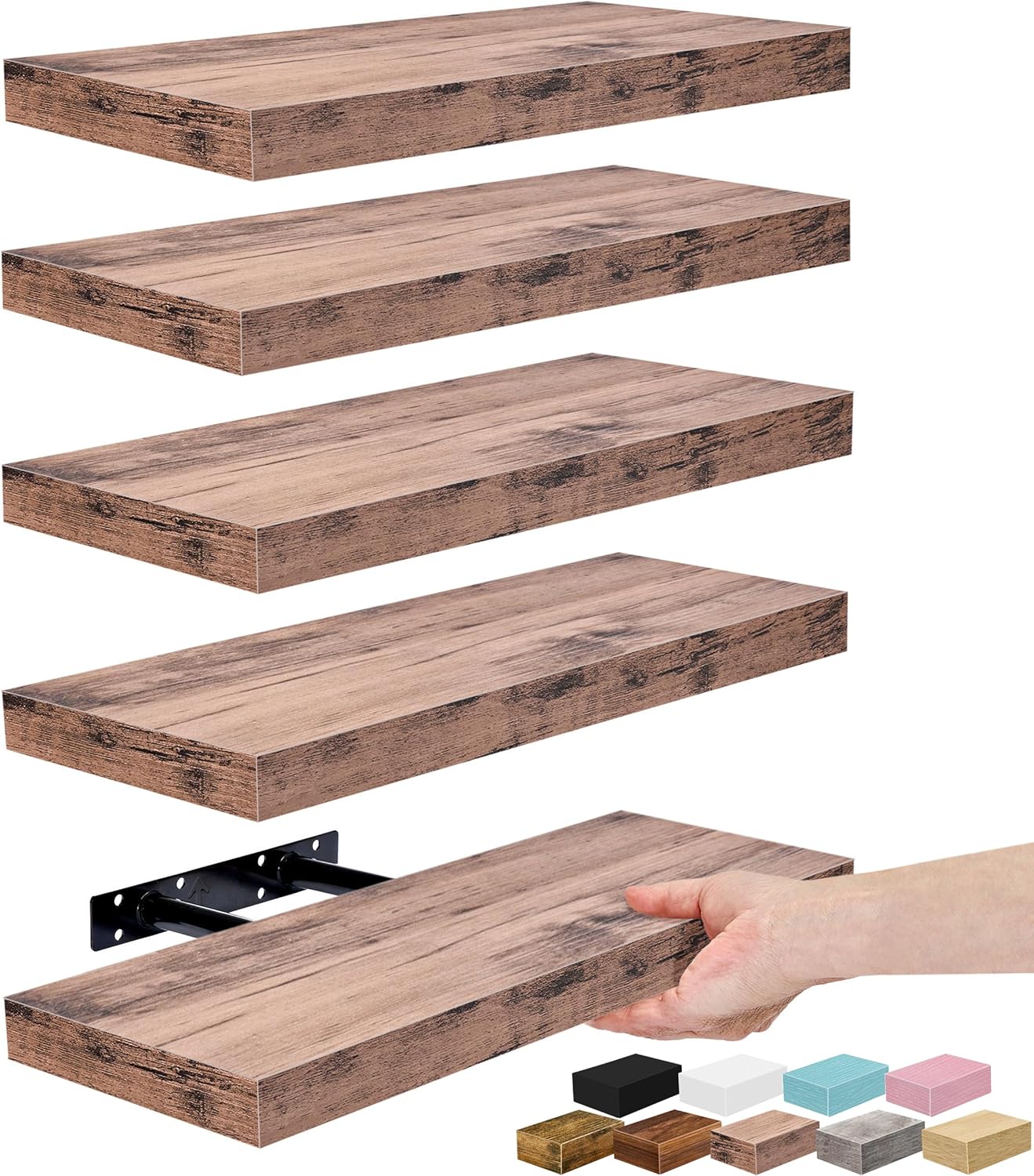 Sorbus Floating Shelves for Wall – 16 Inch Floating Shelf for Kitchen, Bedroom, Living Room, Bathroom, Home & Wall Decor - Mounted Bathroom Shelves with Invisible Brackets (Maple Wood, 2 Pack)