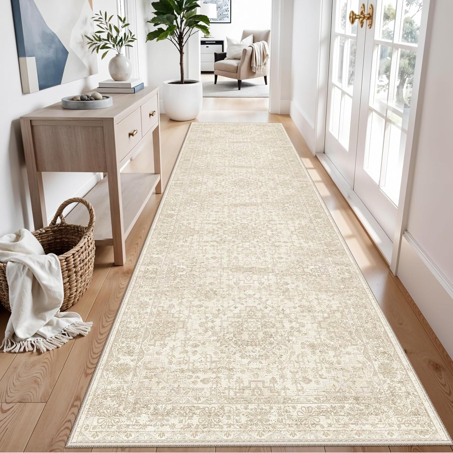 2x3 Washable Non-Slip Area Rug - Soft Low Pile Throw Rug for Kitchen Entryway Bedroom - Modern Indoor Door Mat with Rubber Backing (Beige Grey) - Colors A