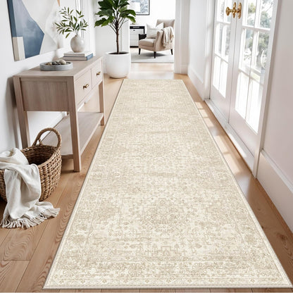 2x3 Washable Non-Slip Area Rug - Soft Low Pile Throw Rug for Kitchen Entryway Bedroom - Modern Indoor Door Mat with Rubber Backing (Beige Grey) - Colors A
