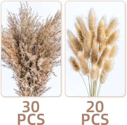 Fluffy Boho Decor Dried Grass - Dried Pampas Grass Short pompas Grass Vase Filler Dried Flowers Wedding Home Table Rustic Farmhouse Decor