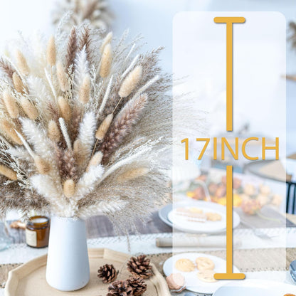 floradream 95 PCS Natural Pampas Grass Decor Bouquet | Boho Dried Floral Arrangement Centerpiece Table Decor Wedding Decor Rustic Decor, Natural, white, beige (Fdm-b-01)