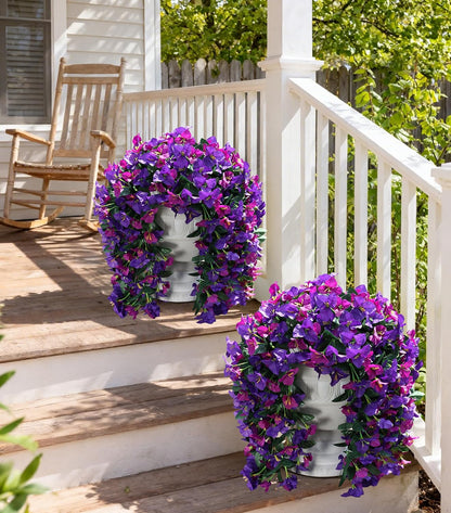 Faux Bougainvillea Artificial Flowers Plants for Outdoor Outside Decoration, 2 PCS Red Fake Flowers UV Resistant Look Real Silk Long Trailing Vines for Front Door Porch Planter Urn Patio Garden Yard