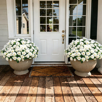 Ivydale Artificial Fake Flowers Plants for Outdoor Outside Spring Decor, Faux Silk Yellow Camellia UV Resistant Look Real for Planter Pot Porch Patio Balcony Garden Yard, 3 Large Bundles