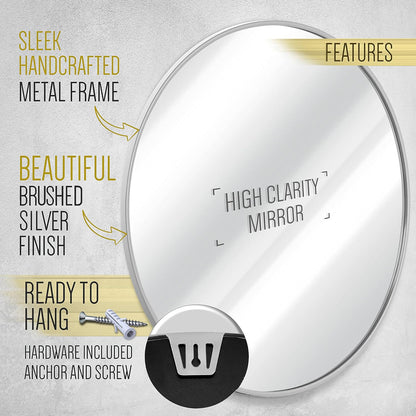 Gold Circle Wall Mirror 24 Inch Round Wall Mirror for Entryways, Washrooms, Living Rooms and More (Gold, 24")