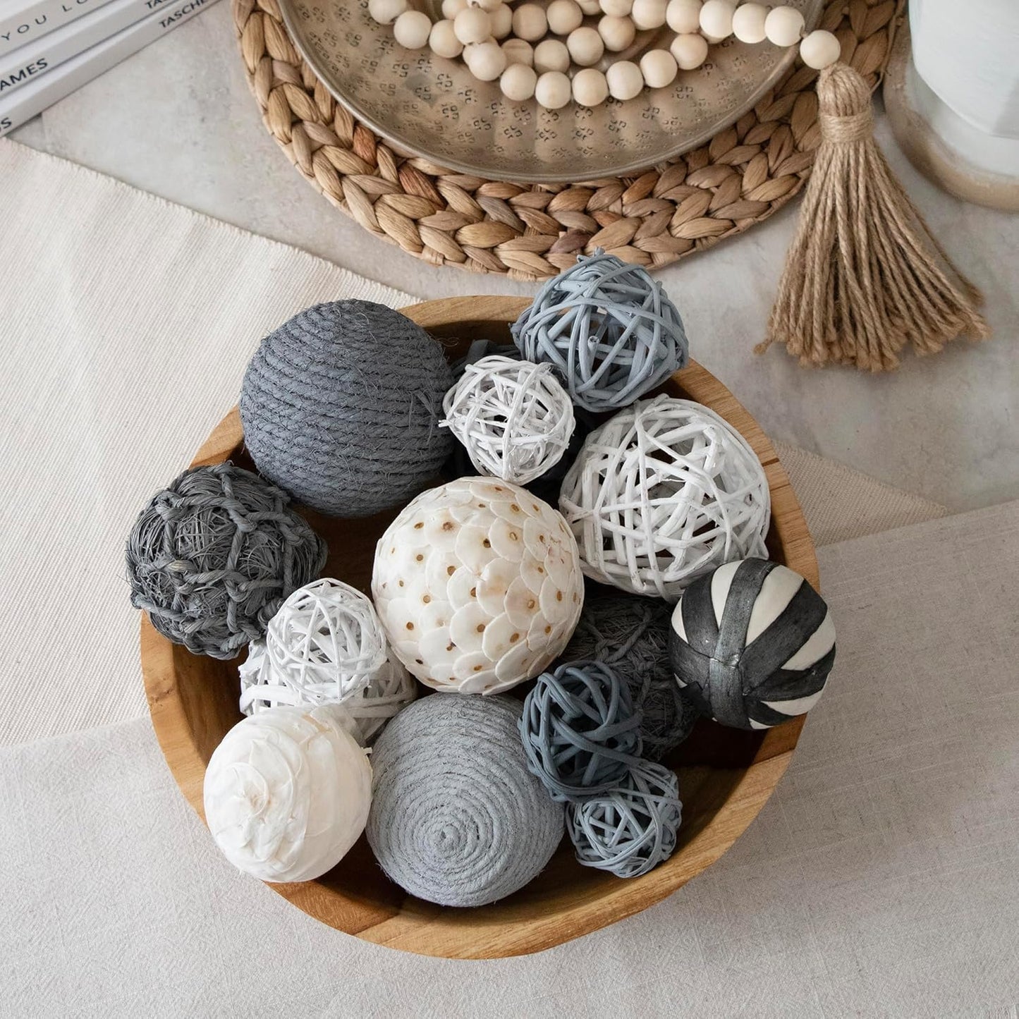 ANDALUCA Decorative Balls Bag Bowl Filler Home Decor (Beige)