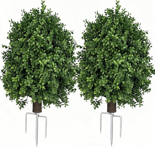 Boxwood Topiary Bush – Artificial Shrubs for Outdoors, Artificial Boxwood Topiary Ball Tree, UV Resistant Evergreen for Front Porch, Garden, Yard & Balcony Decor