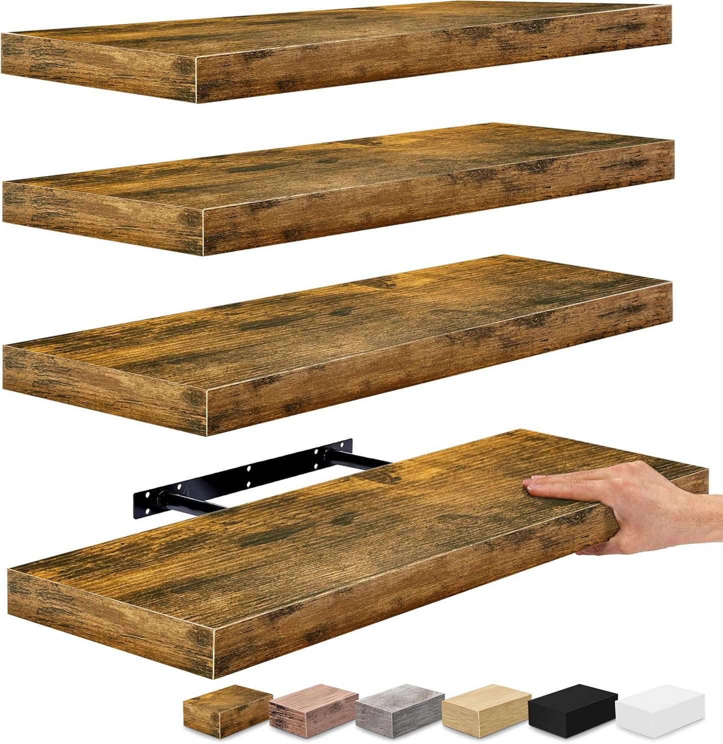 Sorbus Floating Shelves for Wall - 24" Bathroom Shelves, Wall Decor for Bedroom, Kitchen, Living Room, Home Decor & Book Storage - Mounted Floating Shelf with Invisible Brackets (White, 2 Pack)