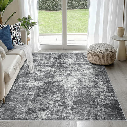 8x10 Area Rugs for Living Room Rug Washable: Abstract Large Rug for Dining Room Bedroom Carpet Non Slip 8 by 10 Indoor Modern Nursery Home Office Blue Grey