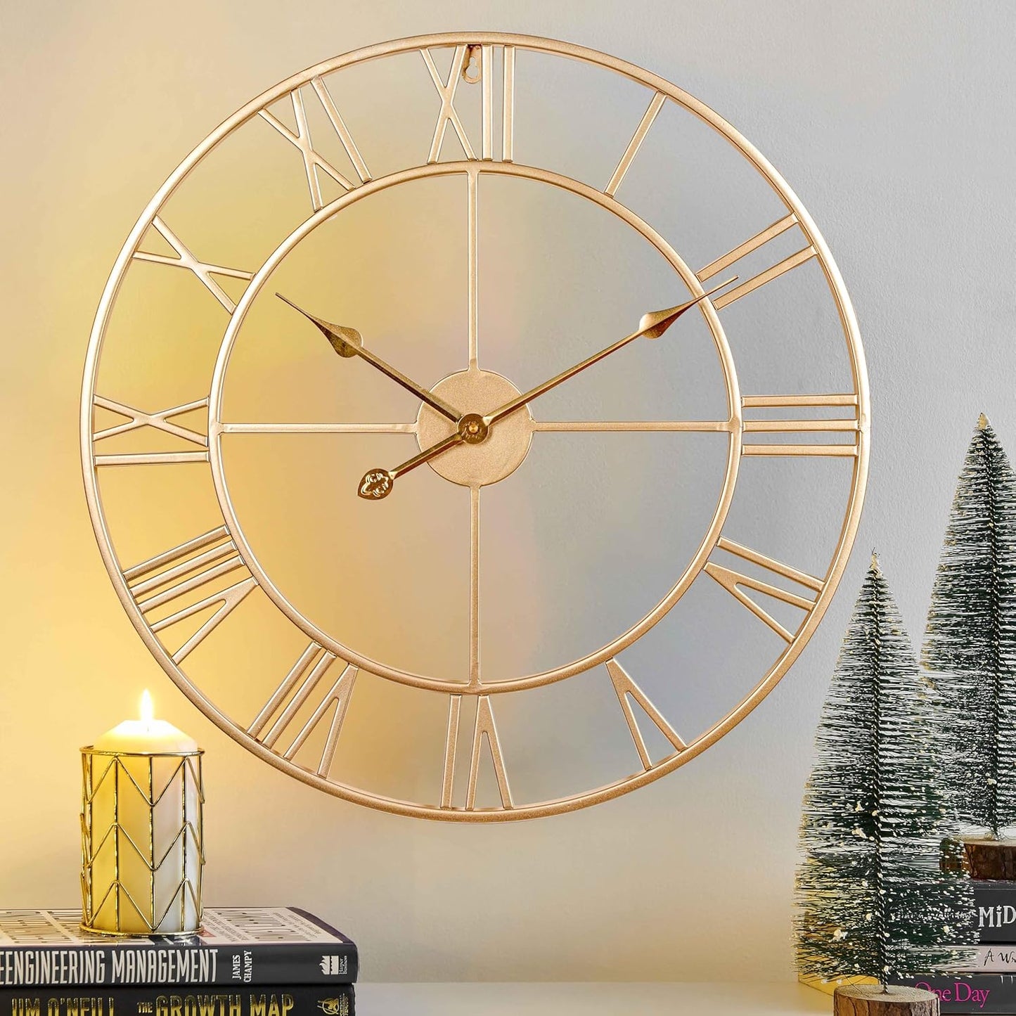 CLXEAST 30 Inch Large Wall Clock Modern, Oversized Roman Numeral Decorative Black Metal Wall Clock for Living Room Decor,House Warming Gifts New Home