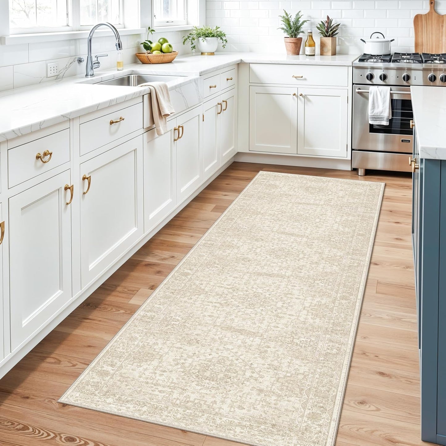 2x3 Washable Non-Slip Area Rug - Soft Low Pile Throw Rug for Kitchen Entryway Bedroom - Modern Indoor Door Mat with Rubber Backing (Beige Grey) - Colors A