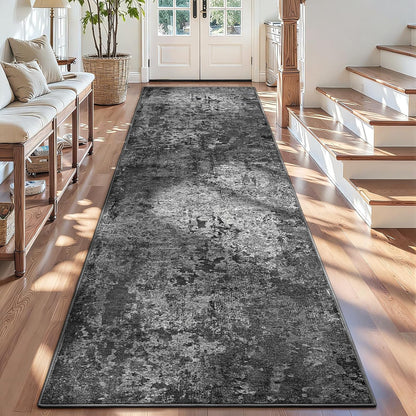 Ompaa 2x6 Rug Runners for Hallways Kitchen Runner Rug Non Slip Washable Grey Long Runner Rugs with Rubber Backing Soft Abstract Carpet Runner for Hallways, Kitchen, Bedroom, Bathroom, Entryway - Colors A