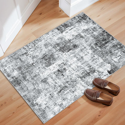 2x3 Washable Non-Slip Area Rug - Soft Low Pile Throw Rug for Kitchen Entryway Bedroom - Modern Indoor Door Mat with Rubber Backing (Beige Grey) - Colors A
