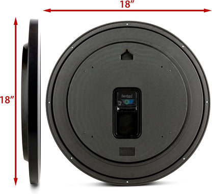 Bernhard Products Black Wall Clock Silent Non Ticking 10 Inch Quality Quartz Battery Operated Round Easy to Read Home/Office/Kitchen/Classroom/School Clock Sweep Movement