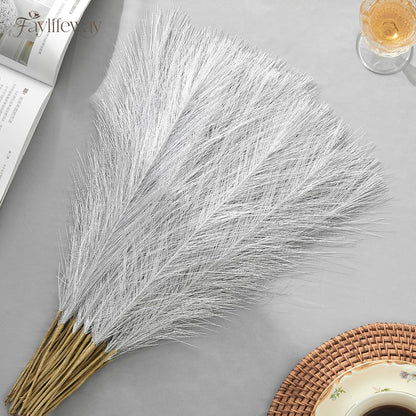 50pcs Pampas Grass 17in for Living Room Decor, Blush Pink Pampas Grass Decor, Fluffy Pink Flowers for Home Birthday Bathroom Baby Shower Wall Bow Decor(Blush & Cream & Pink)