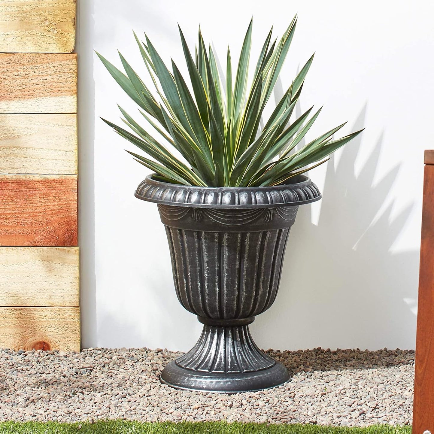 Arcadia Garden Products PL10CP Classic Traditional Plastic Urn Planter Indoor/Outdoor, 15" x 13", Brushed Copper