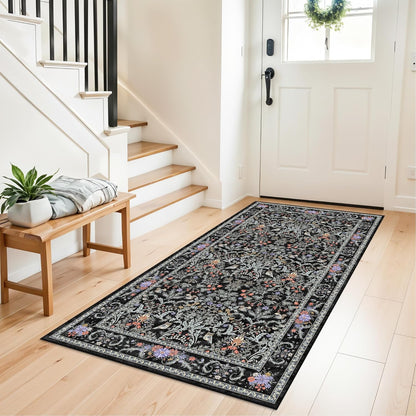 2x3 Washable Non-Slip Area Rug - Soft Low Pile Throw Rug for Kitchen Entryway Bedroom - Modern Indoor Door Mat with Rubber Backing (Beige Grey) - Colors B