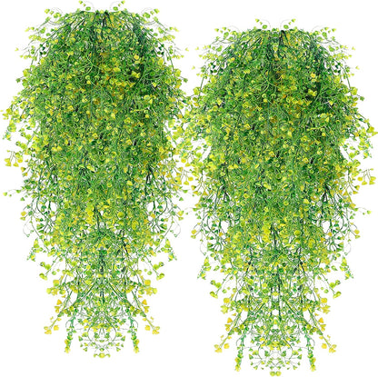 RECUTMS Fake Hanging Plants Artificial Ferns for Outdoor Hanging Faux Plants Vine Ivy Faux Fern Hanging Vines Wall Plants for Home Garden Party Wedding Decor (White 4P)