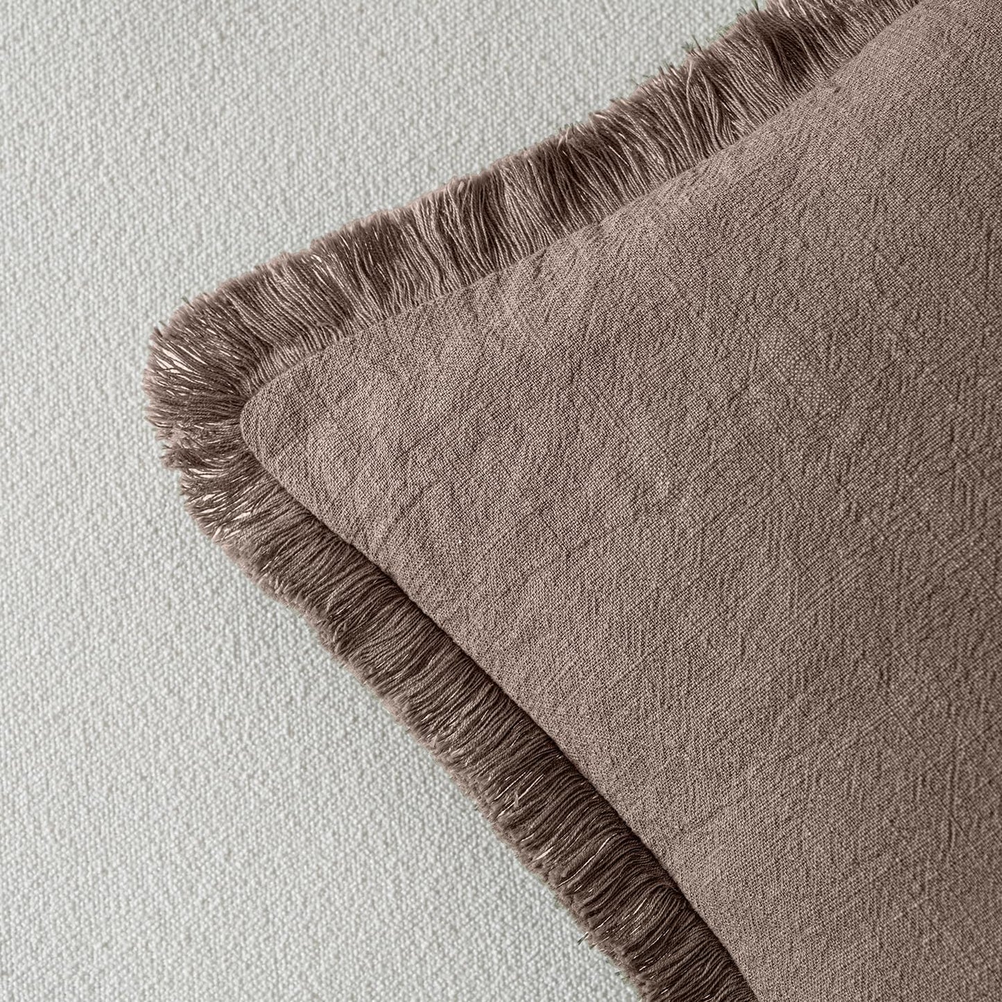 MIULEE Decorative Throw Pillow Covers Neutral Linen Fringe Throw Pillows Set of 2 Natural Beige Boho Farmhouse Cushion Covers with Tassels for Couch Sofa Bed Spring Home Decor 20x20 Inch