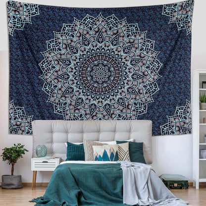 Black Mandala Tapestry Wall Hanging Psychedelic Wall Tapestry Aesthetic Indian Hippie Decor Bohemian Art Boho Home Decoration for Bedroom,Living Room,Dorm