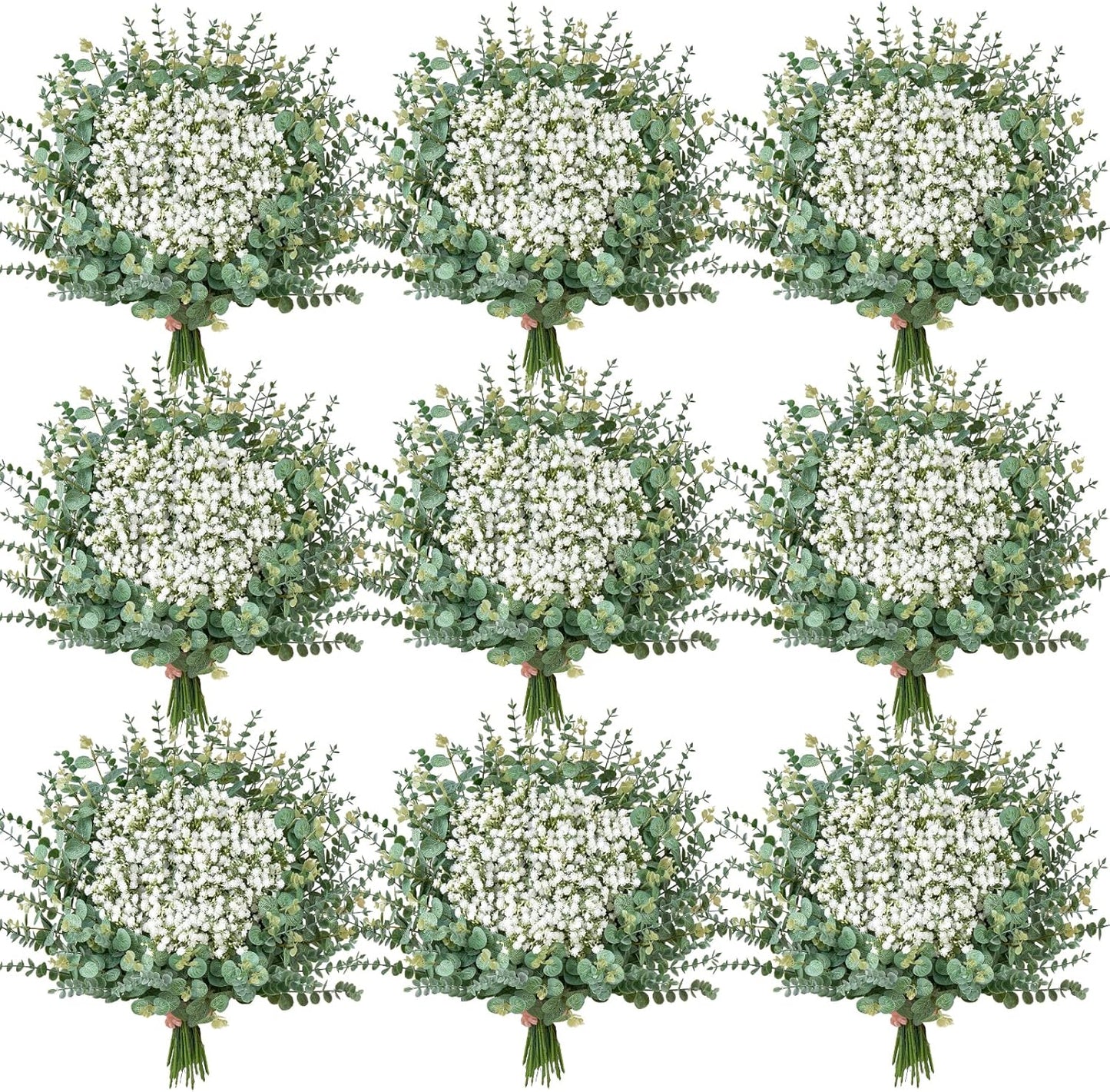 Serwalin 100 Pcs Mixed Artificial Eucalyptus Stems,Babys Breath Artificial Flowers Bulk with Faux Eucalyptus Leaves Greenery Stems for Wedding DIY Bouquets Floral Arrangement Home Decor