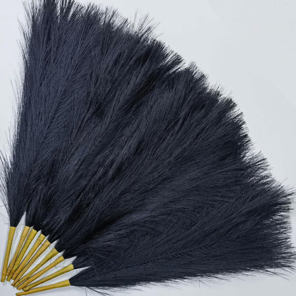 SeptCat 9 Pcs 45" Faux Dried Pampas Grass Tall Decor, Fluffy Fake Long Pompas Artificial Black Grey Gray Pompous Stems Bouquet Flower Arrangement Vase Filler for Boho Home Wedding Decoration