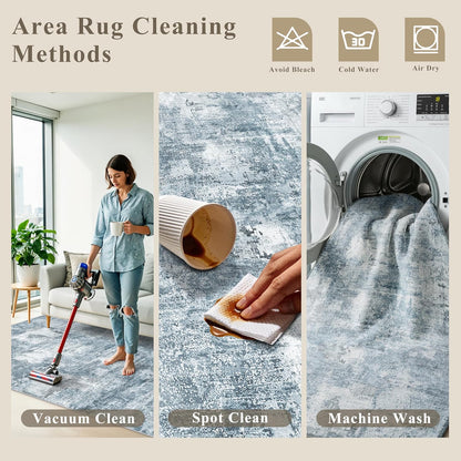 2x3 Washable Non-Slip Area Rug - Soft Low Pile Throw Rug for Kitchen Entryway Bedroom - Modern Indoor Door Mat with Rubber Backing (Beige Grey) - Colors A