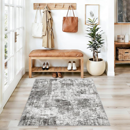 2x3 Washable Non-Slip Area Rug - Soft Low Pile Throw Rug for Kitchen Entryway Bedroom - Modern Indoor Door Mat with Rubber Backing (Beige Grey) - Colors A