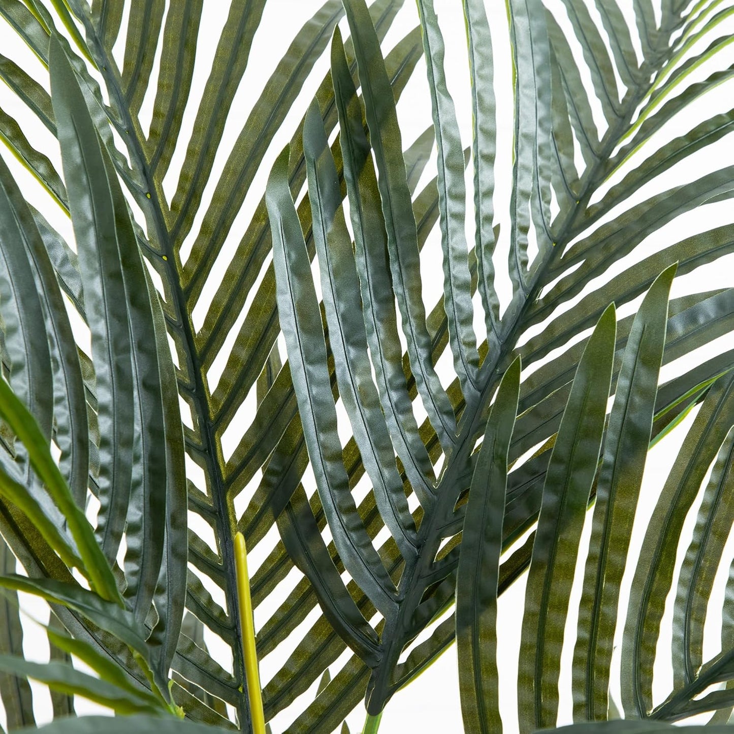 Nearly Natural 6.5ft Artificial Golden Cane Palm Tree, Lifelike Silk Indoor Palm With Three Textured Trunks Flexible Fronds Nursery Planter, Low Maintenance