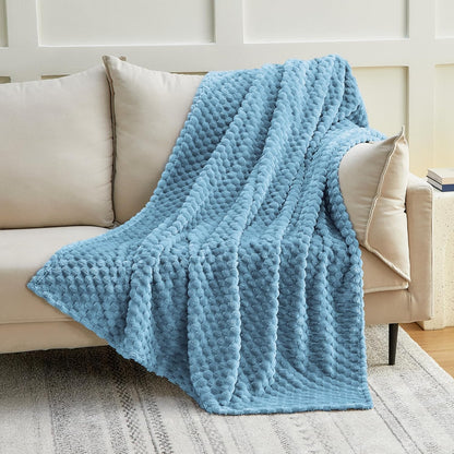 EXQ Home Fleece Throw Blanket for Couch or Bed - 3D Imitation Turtle Shell Jacquard Decorative Blankets - Cozy Soft Lightweight Fuzzy Flannel Blanket Suitable for All Seasons(50"×60",Beige)