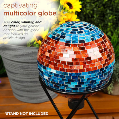 Alpine Corporation 10" Diameter Indoor/Outdoor Glass Mosaic Gazing Globe Yard Decoration, Purple Pearlized Petals Design