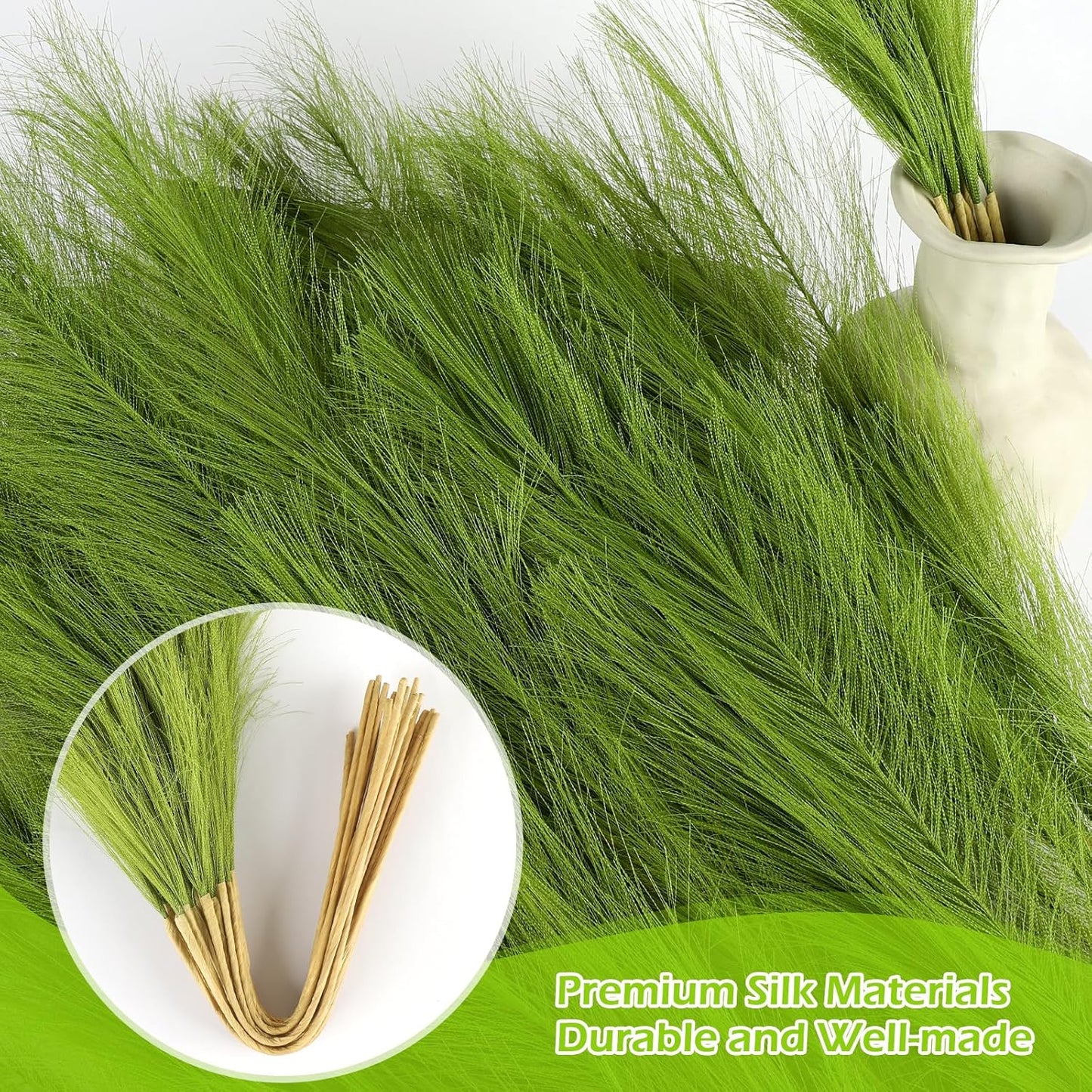 Pampas Grass Decor 30 Pcs 21.7 Inch Faux Brown Pampas Grass Bulk Artificial Dried Flowers Small Vase Filler Pompas Grass.