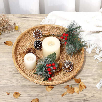 Hipiwe Small Key Basket Bowl for Entryway 7.6" Round Woven Wicker Basket Fruit Serving Tray Woven Basket Wall Decor Rattan Organizer Basket for Keys, Wallet,Whitewash