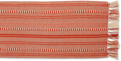 DII Farmhouse Braided Stripe Table Runner Collection, 15x72 (15x77, Fringe Included), Black