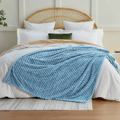 EXQ Home Fleece Throw Blanket for Couch or Bed - 3D Imitation Turtle Shell Jacquard Decorative Blankets - Cozy Soft Lightweight Fuzzy Flannel Blanket Suitable for All Seasons(50"×60",Beige)