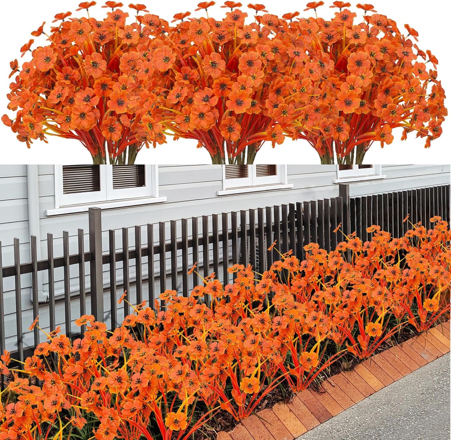 LikSoor 21 Bundles Artificial Outdoor UV Resistant Flowers No Fade Fake Outside Flowers Plastic Greenery Faux Shrubs Garden Porch Window Box Home Decoration(Purple)