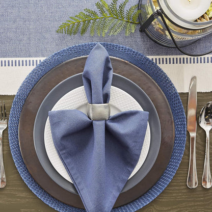 DII Dobby Stripe Woven Table Runner, 13x72-inch, French Blue