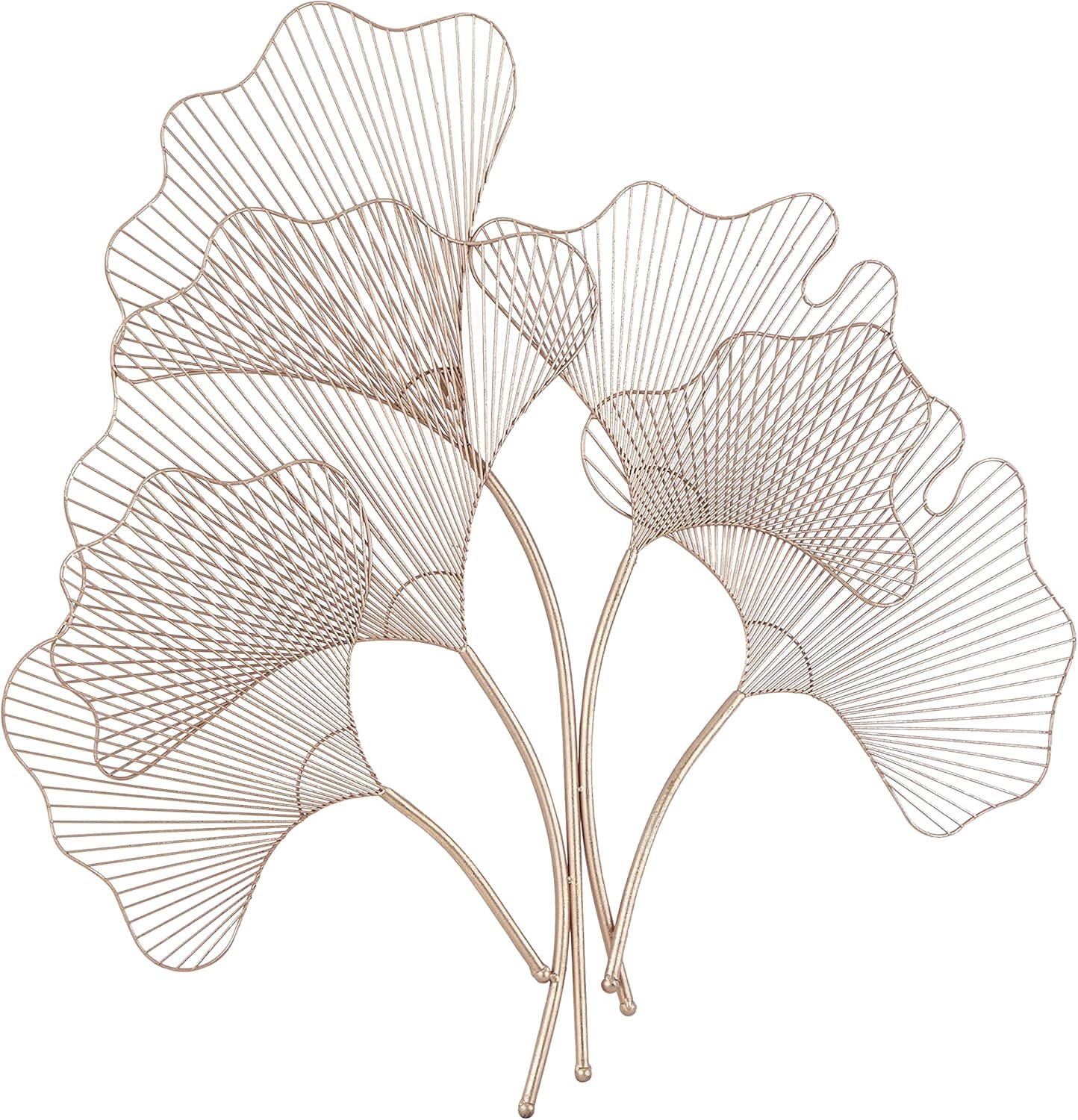 Deco 79 Metal Floral Home Wall Decor Ginkgo Leaf Wire Wall Sculpture, Wall Art 35" x 1" x 34", Copper
