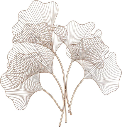 Deco 79 Metal Floral Home Wall Decor Ginkgo Leaf Wire Wall Sculpture, Wall Art 35" x 1" x 34", Copper