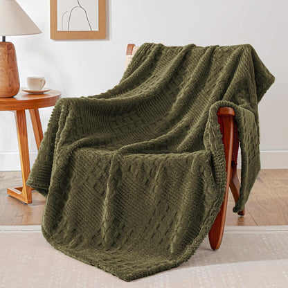 EXQ Home Fleece Throw Blanket for Couch or Bed - 3D Imitation Turtle Shell Jacquard Decorative Blankets - Cozy Soft Lightweight Fuzzy Flannel Blanket Suitable for All Seasons(50"×60",Beige)