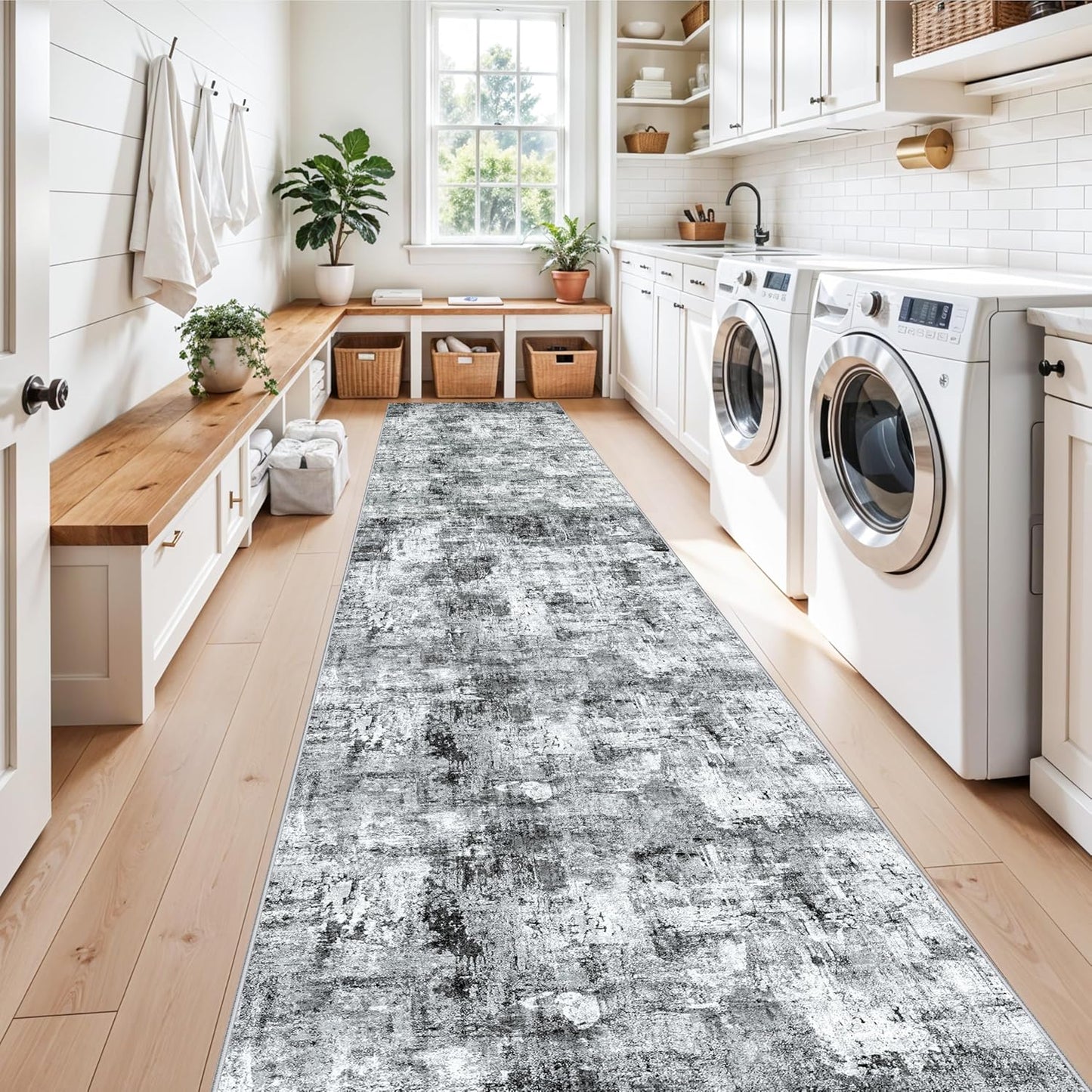2x3 Washable Non-Slip Area Rug - Soft Low Pile Throw Rug for Kitchen Entryway Bedroom - Modern Indoor Door Mat with Rubber Backing (Beige Grey) - Colors B