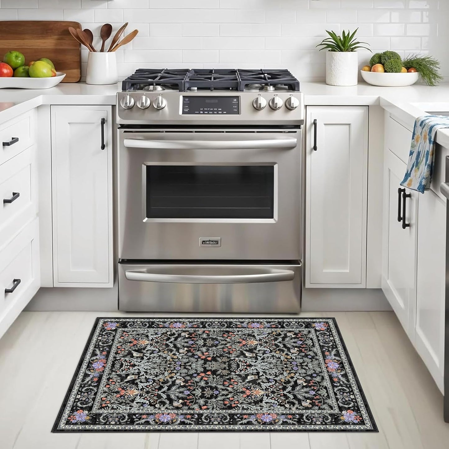 2x3 Washable Non-Slip Area Rug - Soft Low Pile Throw Rug for Kitchen Entryway Bedroom - Modern Indoor Door Mat with Rubber Backing (Beige Grey) - Colors A